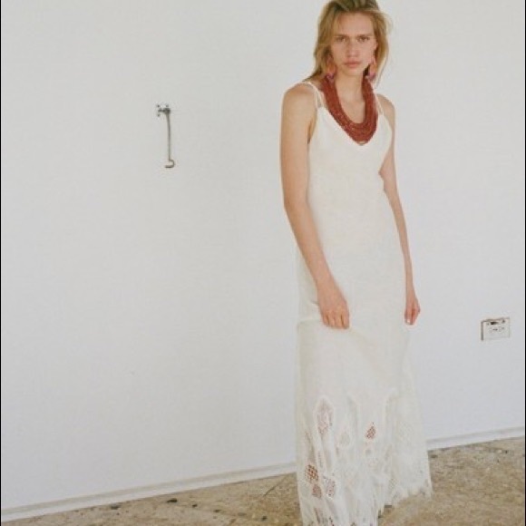 Zara Dresses Zara Limited Edition Linen Lace Maxi Dress Summer Slip